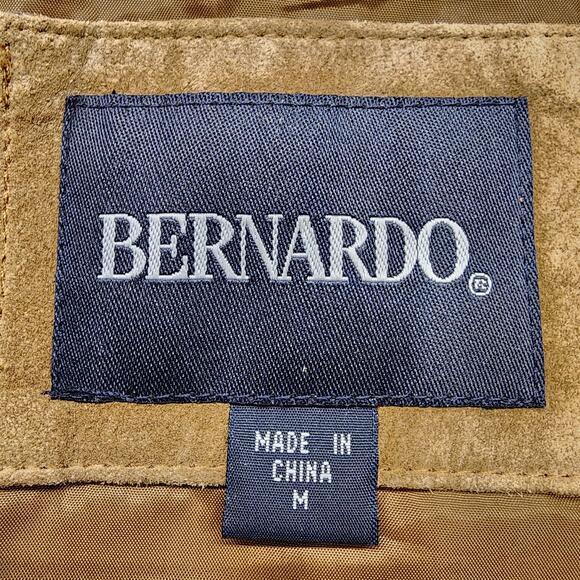 Vintage 90s Bernardo Jacket Womens M Brown Suede Leather Button Front Car Coat - Picture 4 of 9